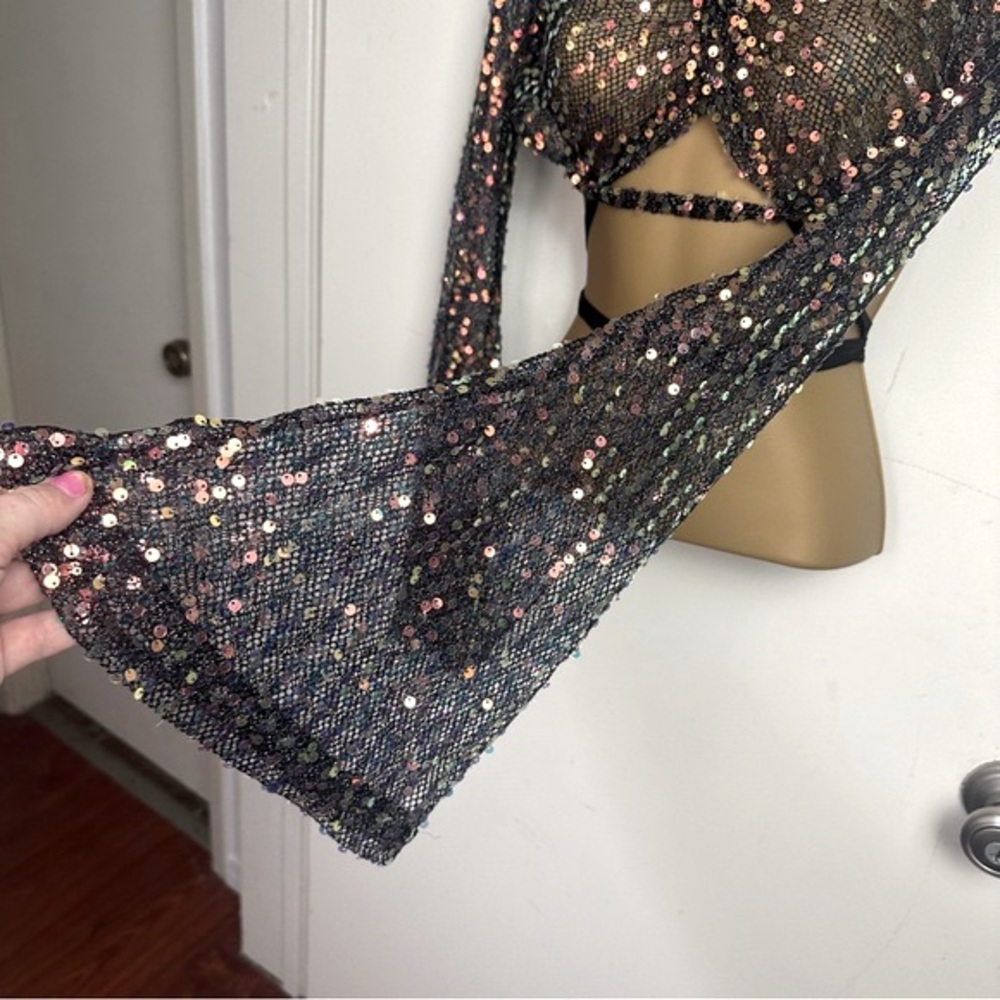 Dolls Kill Sequin Mesh Crop Top - Multicolor - Picture 9 of 15
